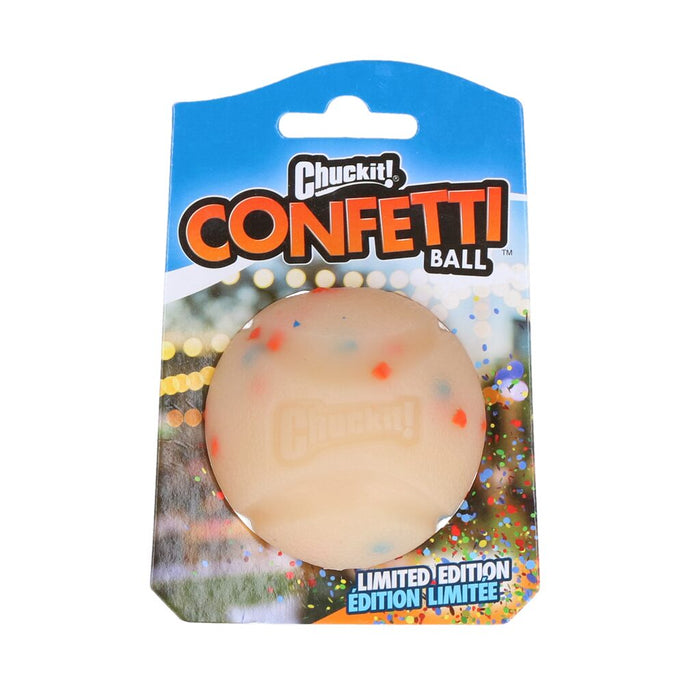 Chuckit! Confetti Bal maat M, crèmekleurige bal met gekleurde spikkels, in verpakking