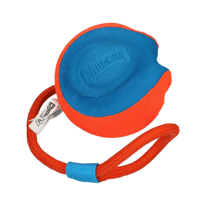 Chuckit! Rope Fetch werptouw: oranje-blauwe bal met stevige touwlus, productfoto
