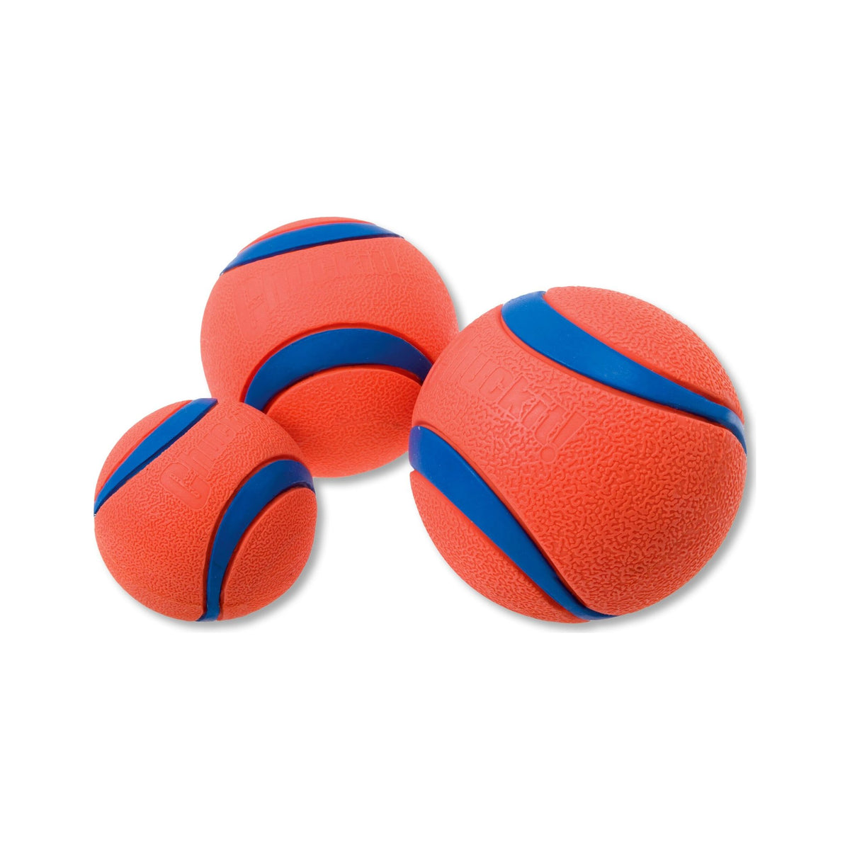 Chuckit! Ultra Ball oranje-blauwe rubberen hondenbal in drie maten, productfoto
