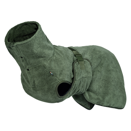 Rukka Medea X Badjas — productfoto op witte achtergrond, kleur olijfgroen