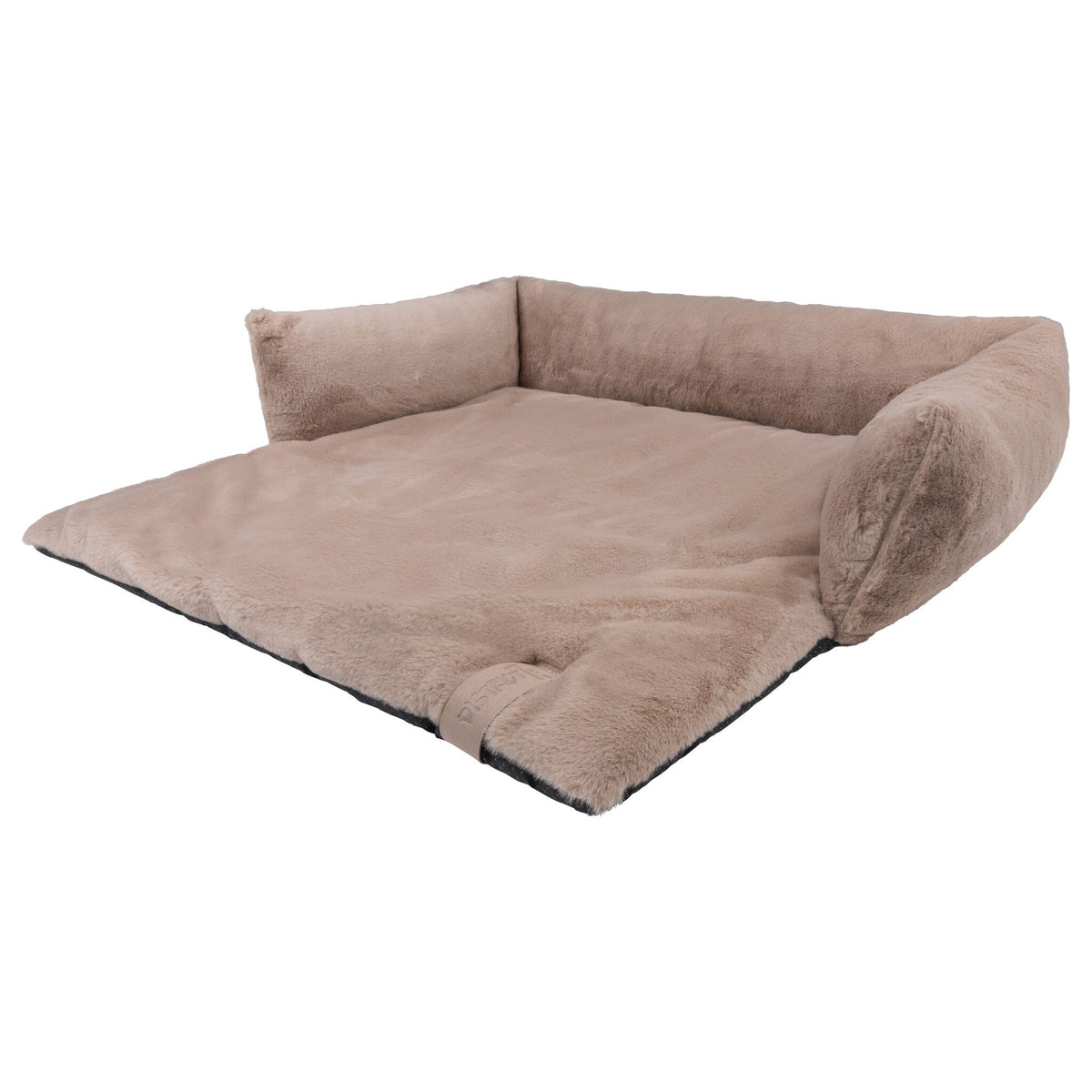 District 70 NUZZLE Bankbed — productfoto op witte achtergrond, kleur taupe