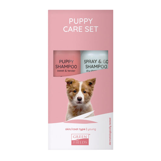 Greenfields Puppy Care Set — productfoto op witte achtergrond
