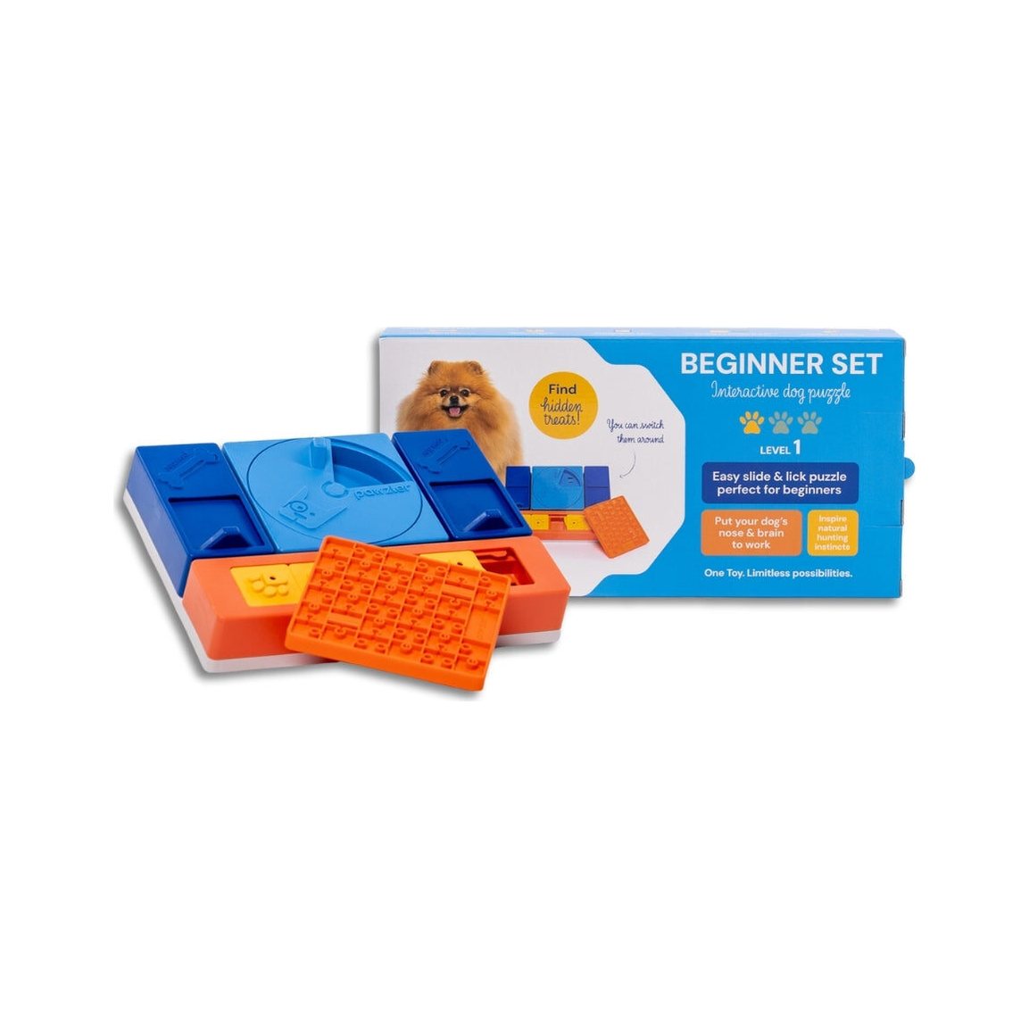 Pawzler Beginner Set snuffelpuzzel voor honden met verpakking, productfoto