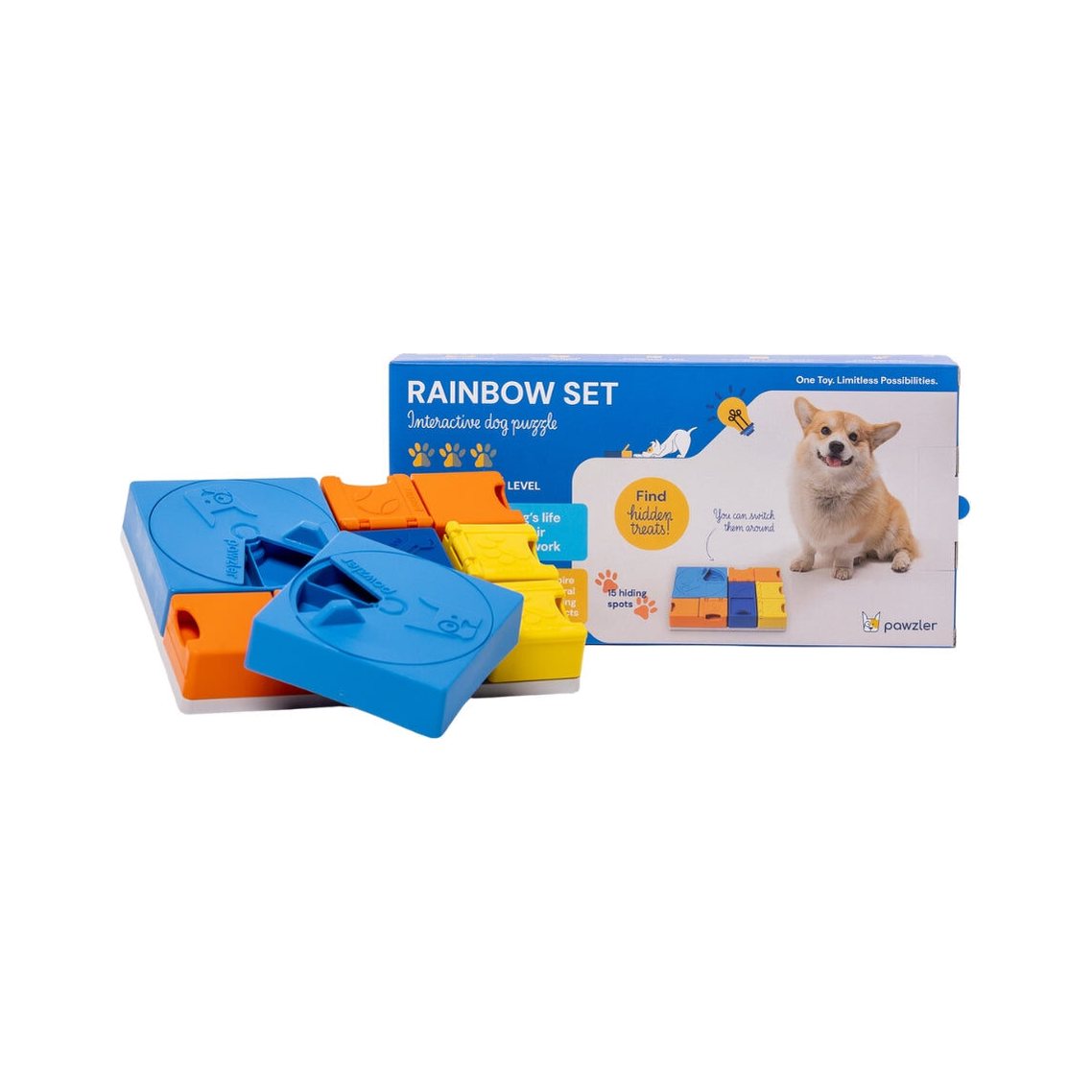 Pawzler Rainbow Set snuffelpuzzel voor honden met verpakking, productfoto