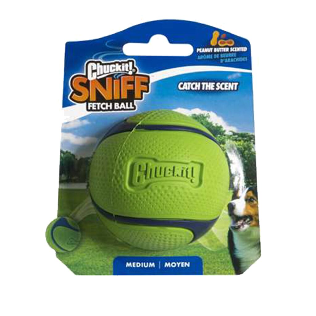 Chuckit! Sniff Fetch Bal Pindakaas maat M in verpakking