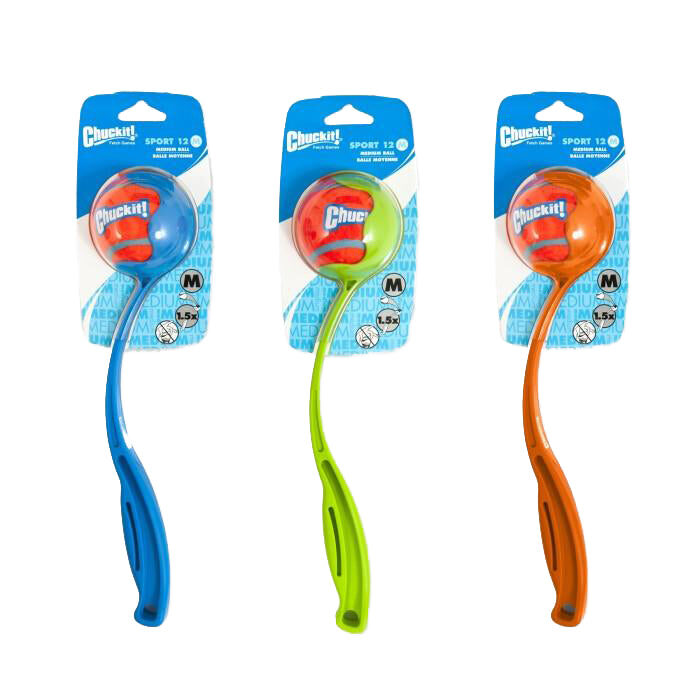 Chuckit! Sport ballenwerper 30 cm voor M-ballen, met bal, in verschillende kleuren