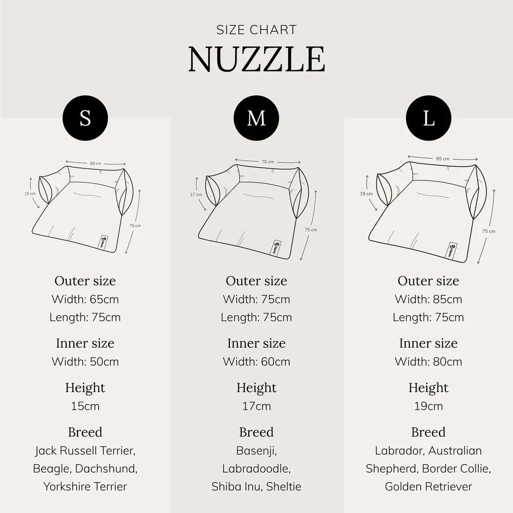 District 70 NUZZLE Bankbed — maattabel