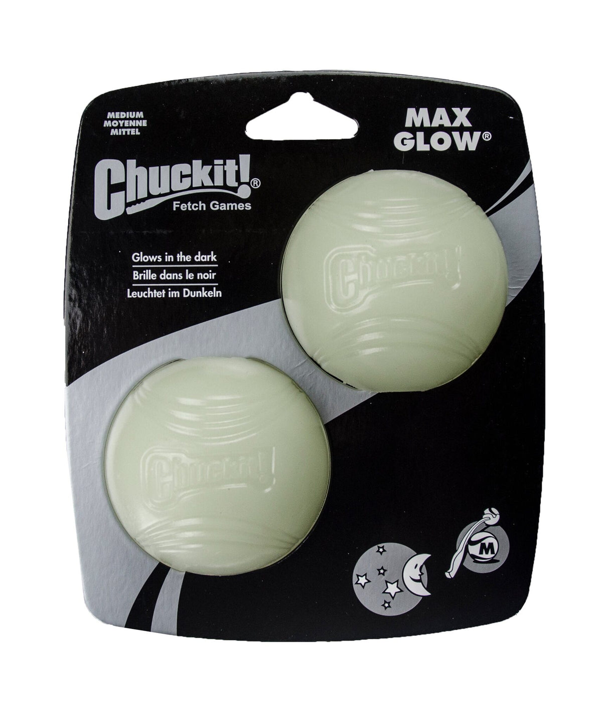 Chuckit! Max Glow lichtgevende bal maat M, verpakking met 2 ballen