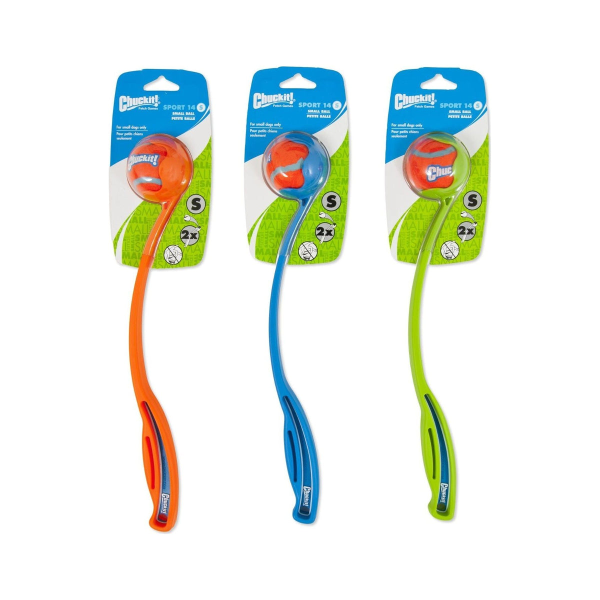Chuckit! Sport ballenwerper 35 cm voor S-ballen, met ballen, in verschillende kleuren