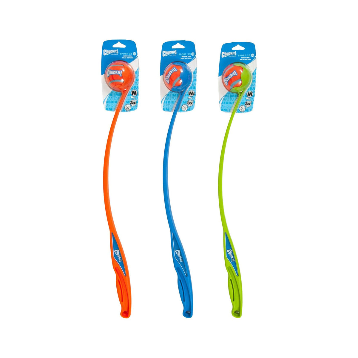 Chuckit! Sport ballenwerper 63 cm voor M-ballen, met ballen, in verschillende kleuren
