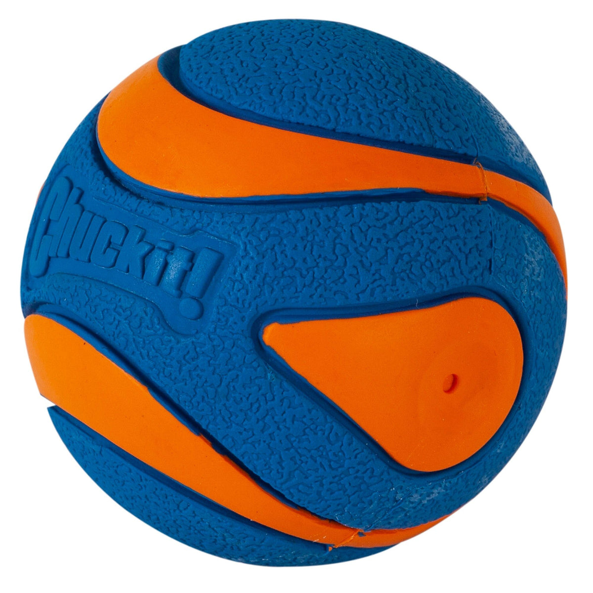 Chuckit! Ultra Squeaker Bal schuin van opzij, met de piepopening